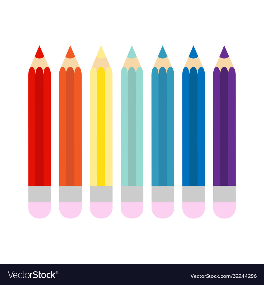 Pencils painted in different colors on white Vector Image