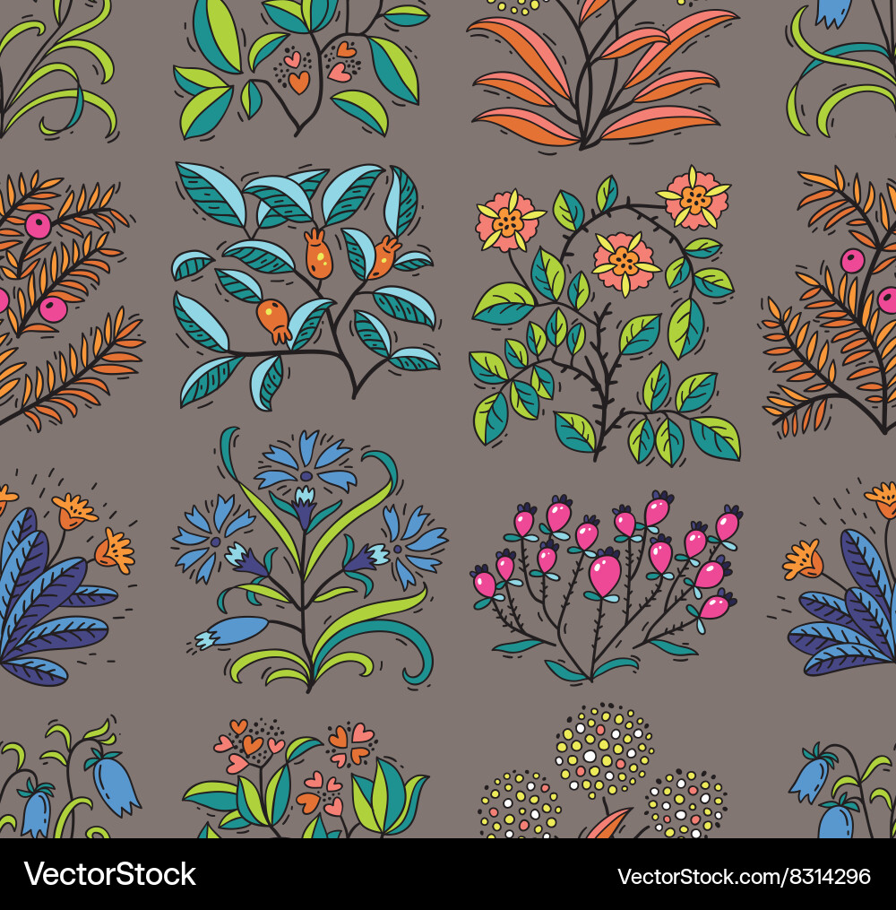 Seamless pattern with plants Royalty Free Vector Image