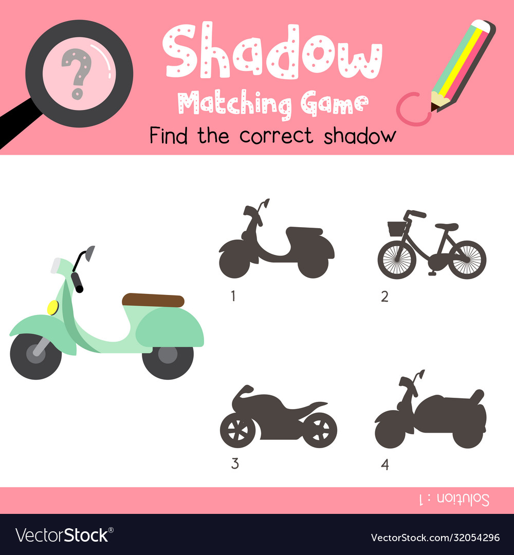 Shadow matching game motor scooter cartoon