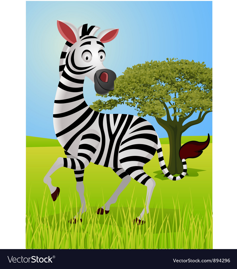 Zebra cartoon in the jungle Royalty Free Vector Image