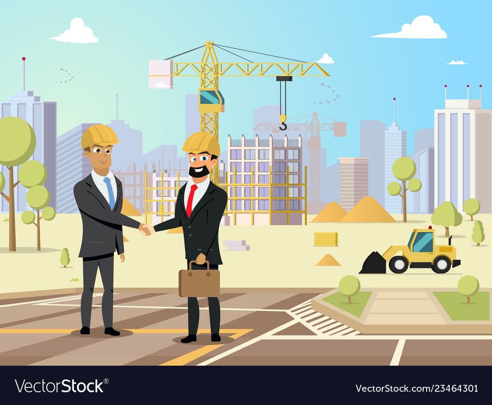 Construction business partners flat concept