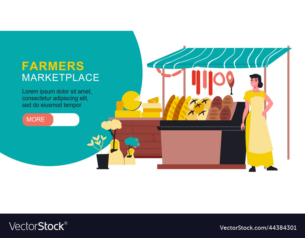 Farmers marketplace horizontal banner Royalty Free Vector