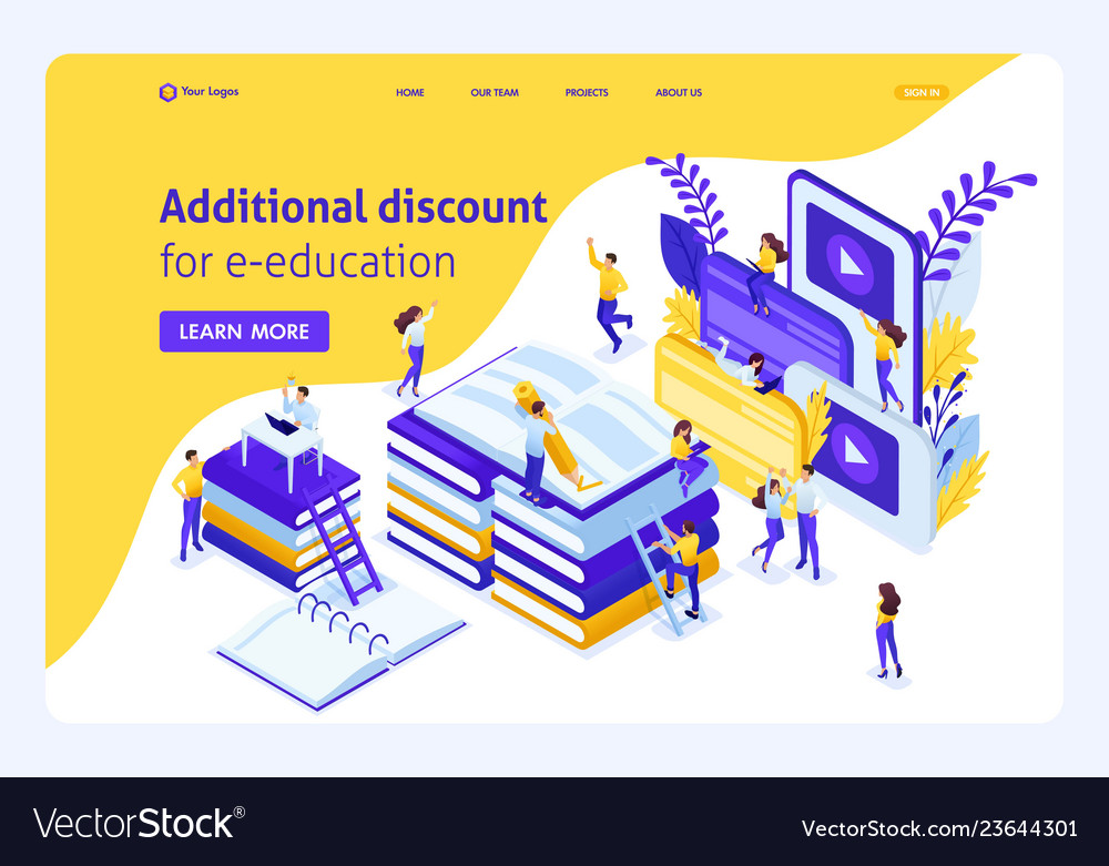 Isometric landing page for education