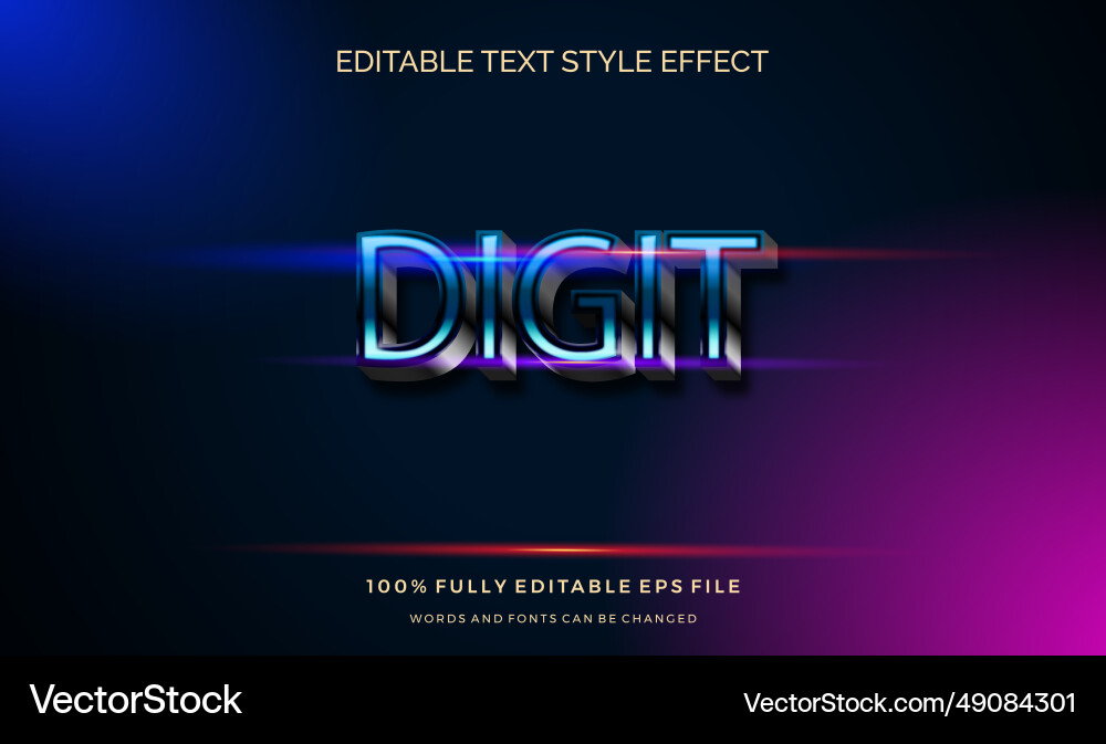 Write Words Style Color Modern editable text style effect gradient color Vector Image