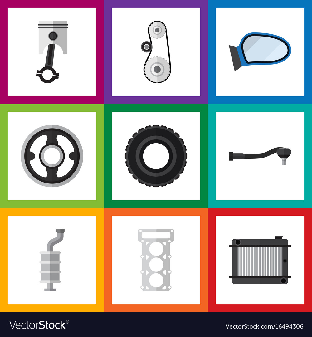 Flat icon auto set of packing wheel