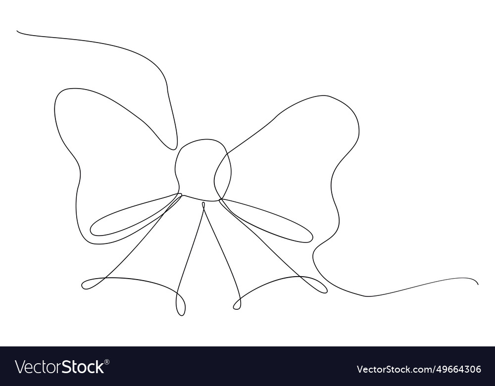 Gift ribbon bow in continuous line drawing style Vector Image