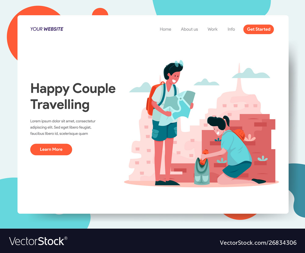 Happy couple travelling concept vector image Happy couple travelling concept