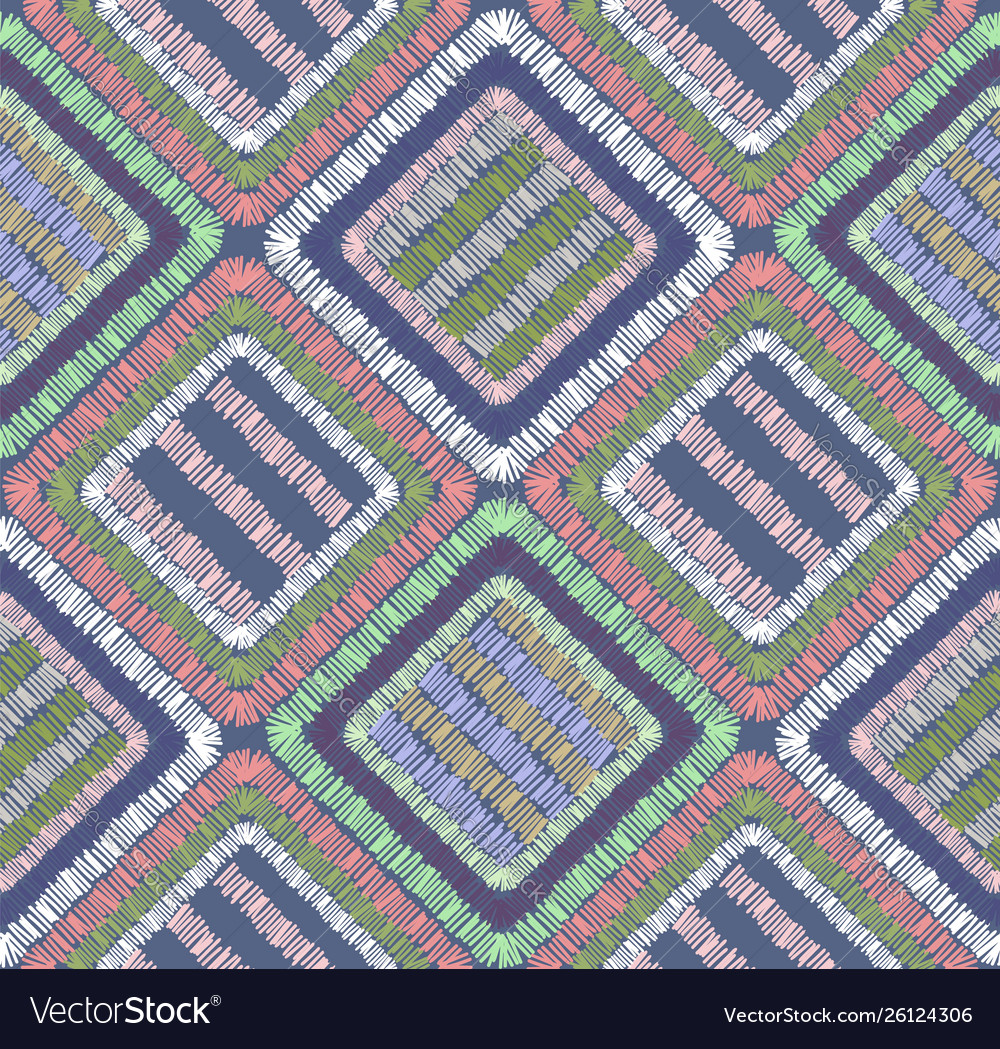 Modern embroidery geometric seamless pattern