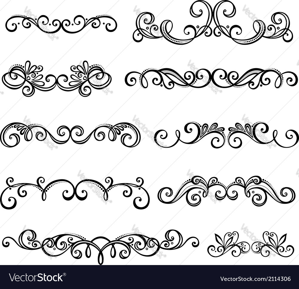 Set of calligraphic borders Royalty Free Vector Image