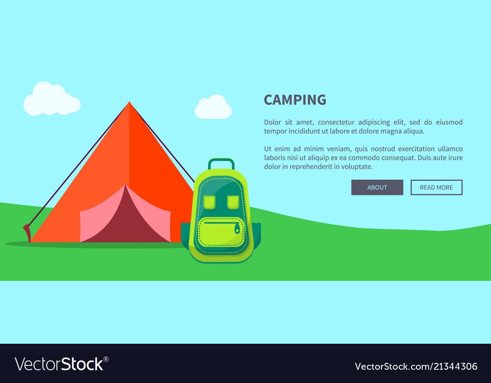 summer camping template with tent and backpack camping template