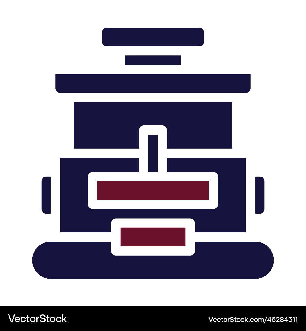 Backpack icon solid style maroon navy colour Vector Image