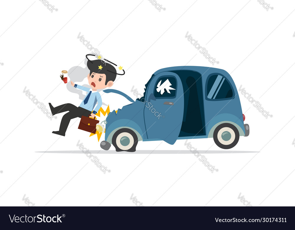 Driver hit man injured a car Royalty Free Vector Image