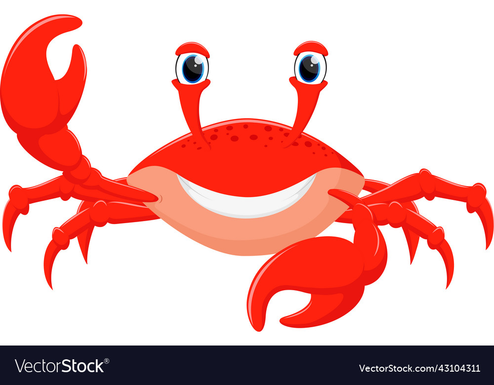 Funny cartoon crab isolated on white background Vector Image