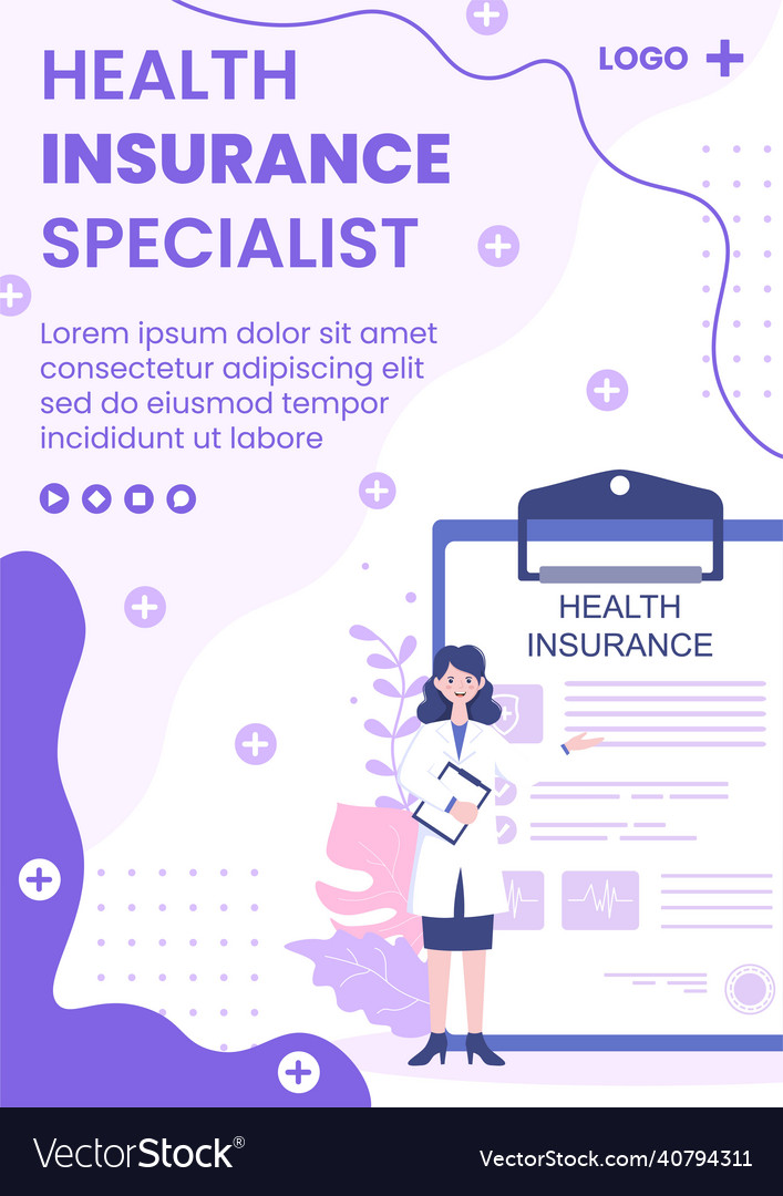 Health care insurance flyer template flat design