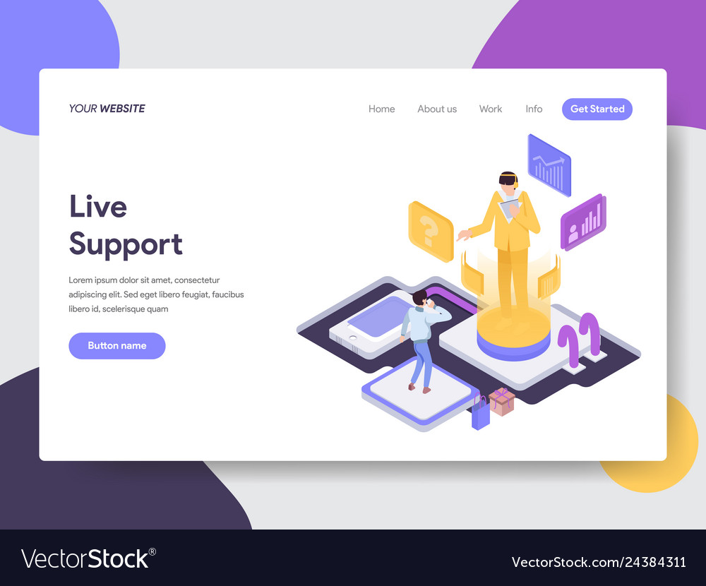 Landing page template of live support concept Vector Image