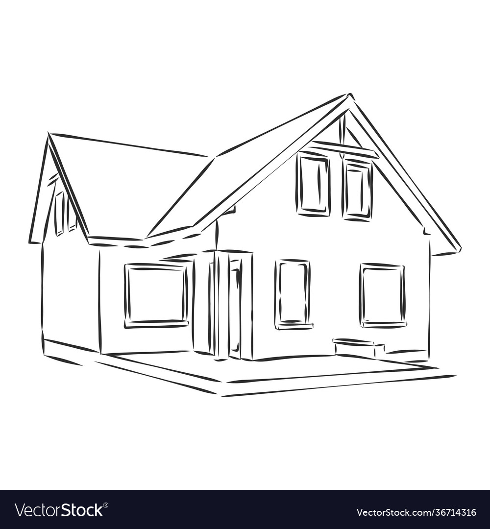 Sketch house architecture drawing free hand Vector Image