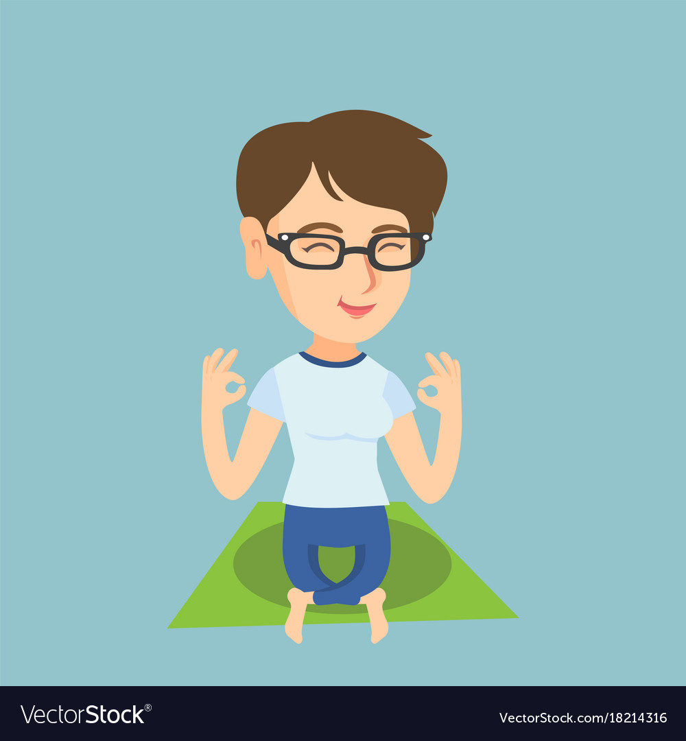 Caucasian woman meditating in lotus pose Vector Image