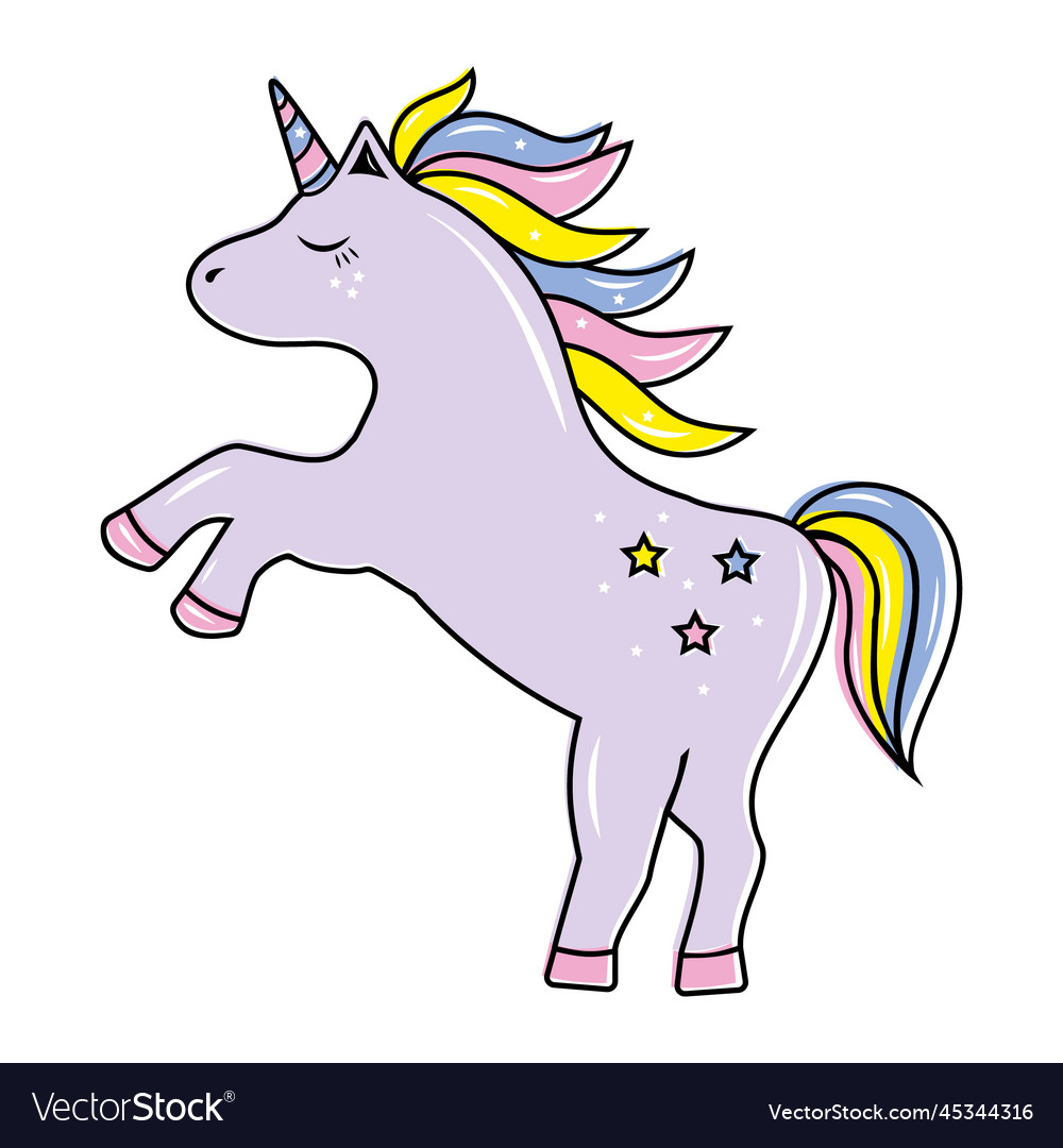 Cute unicorn colorful cartoon pony character