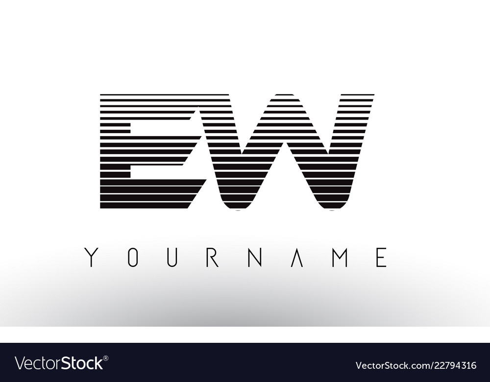 Ew e w black and white horizontal stripes letter