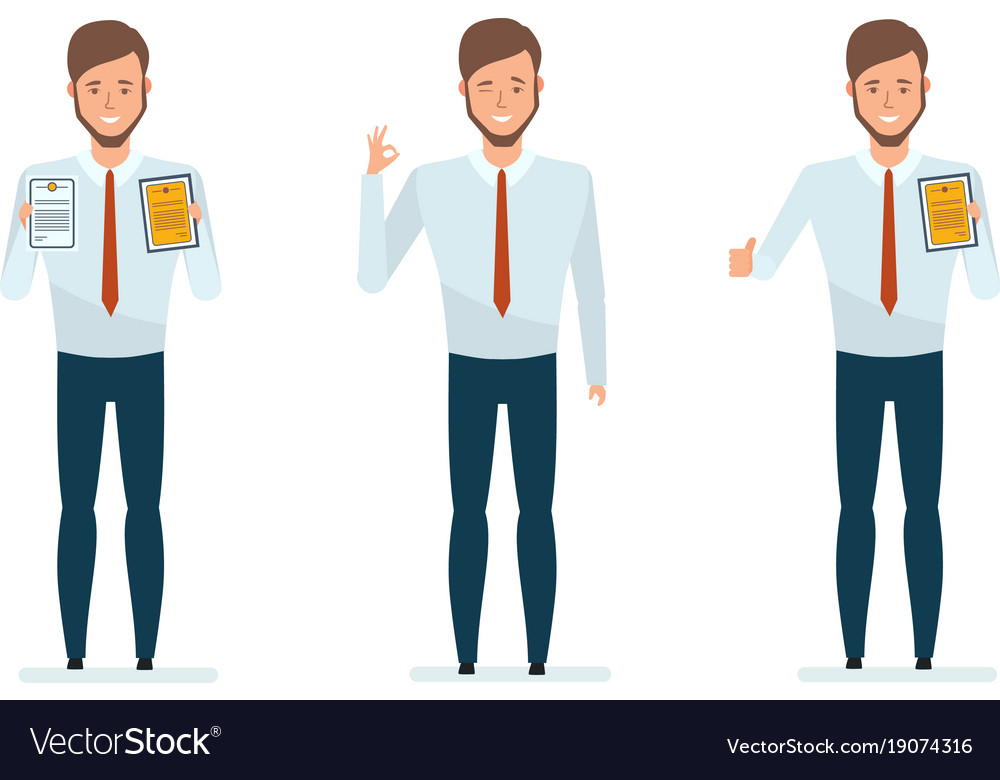 Financial manager getting awards certificates Vector Image