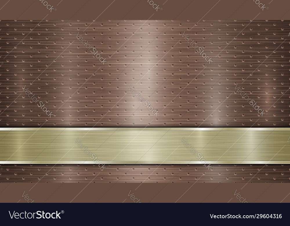 Metal background with holes and a polished plate