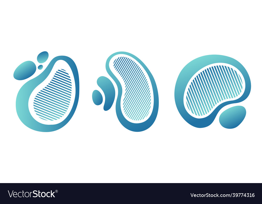 Set of 3 abstract liquid shapes elements dynamic