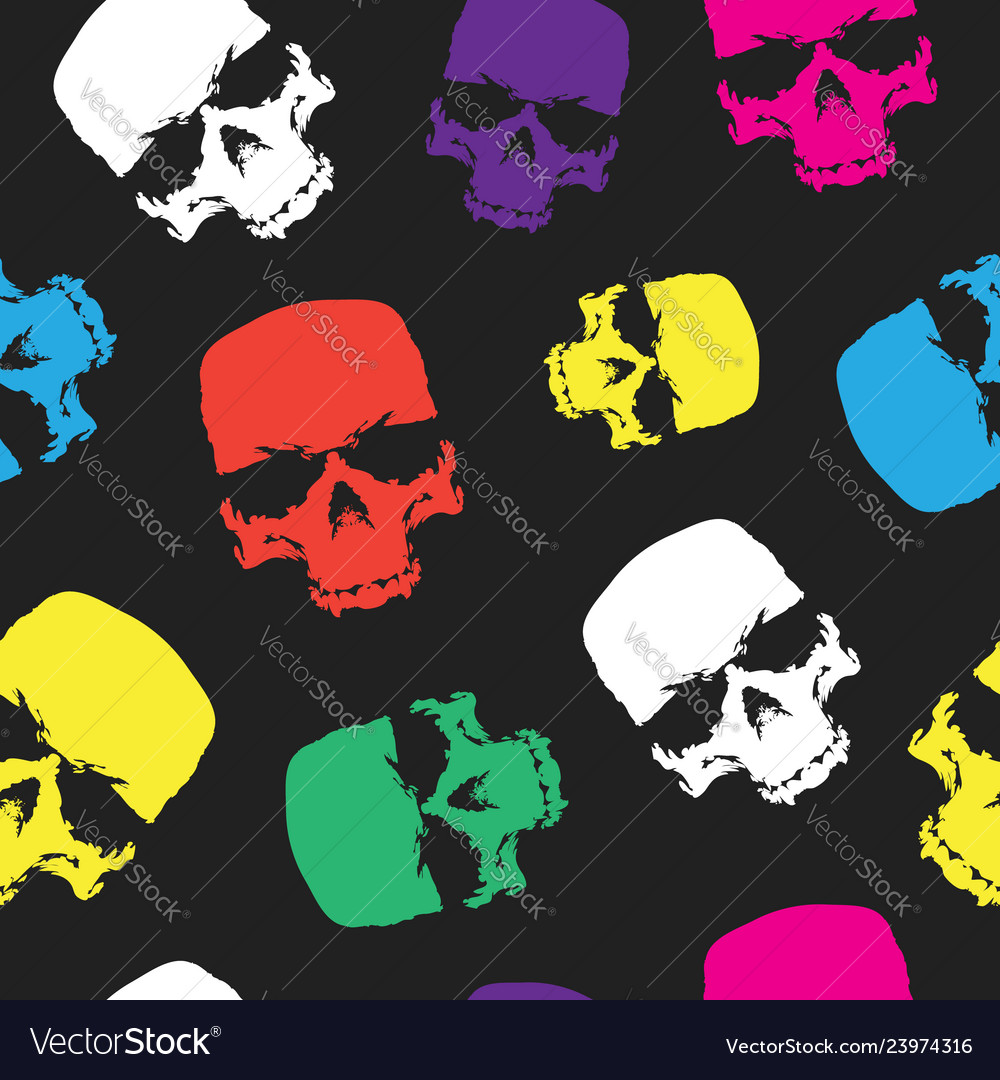 Skulls seamless pattern background color skull vector image Skulls seamless pattern background color skull