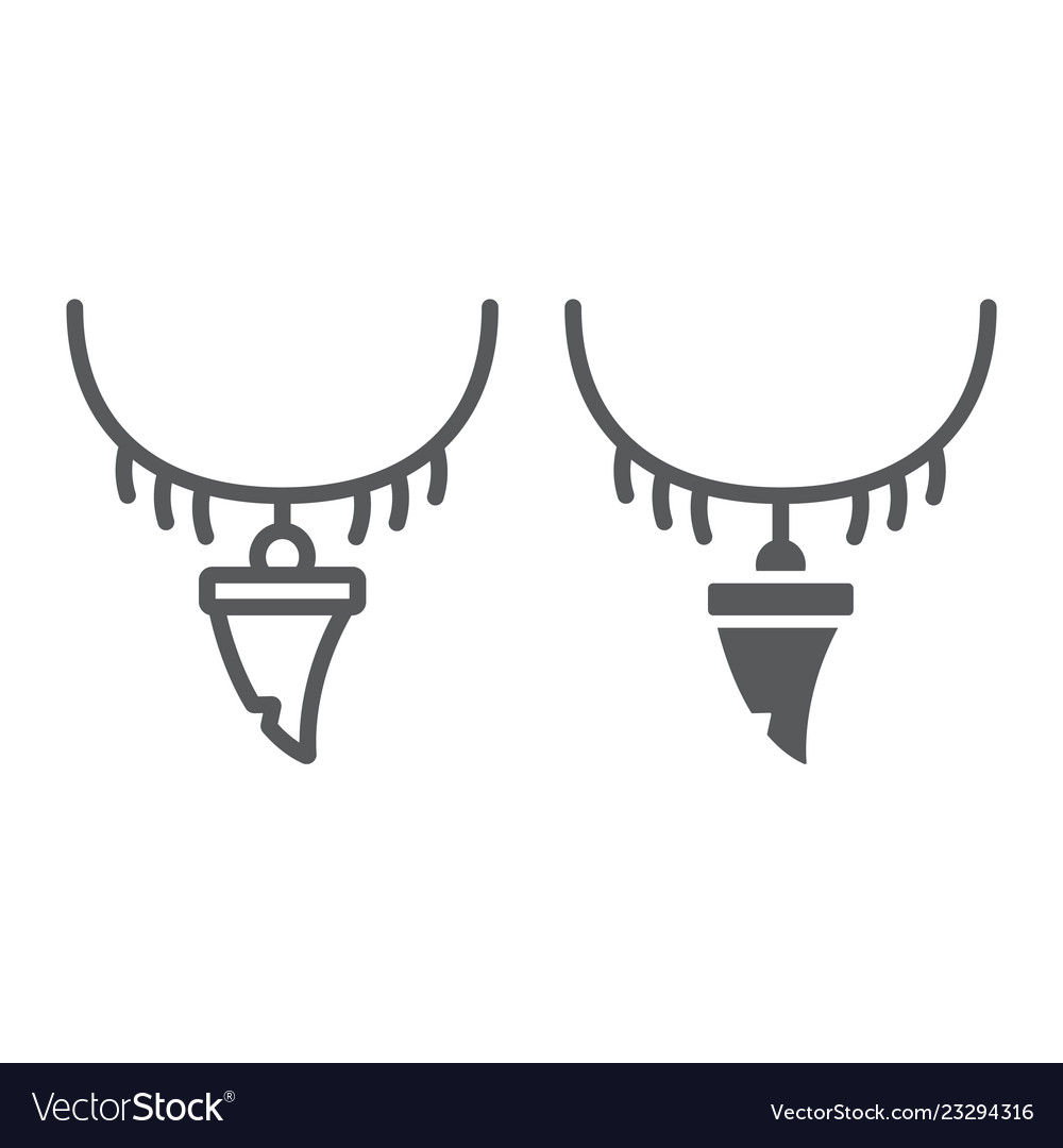 Tooth Necklace Line And Glyph Icon Jewellery Vector Image