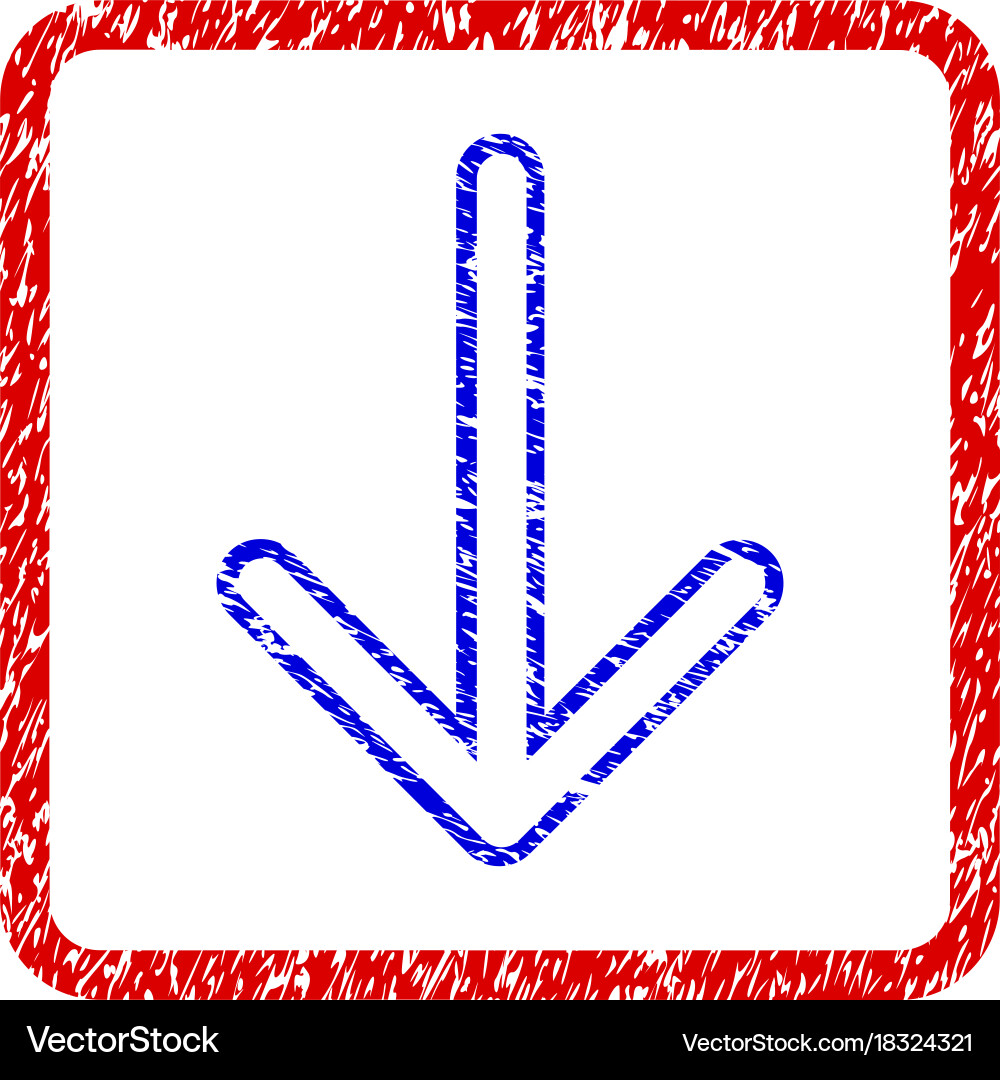 Arrow down grunge framed icon Royalty Free Vector Image