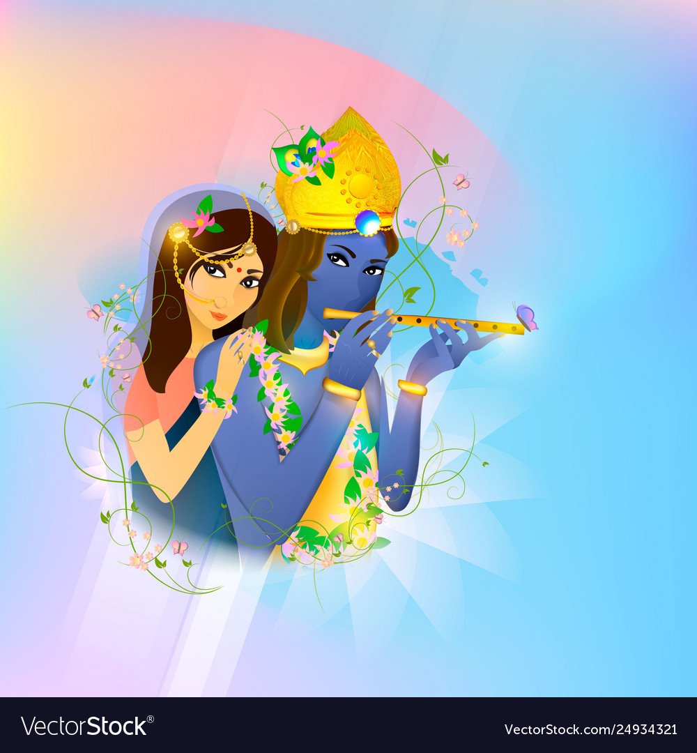 Avatar images god krishna and radha hinduism Vector Image