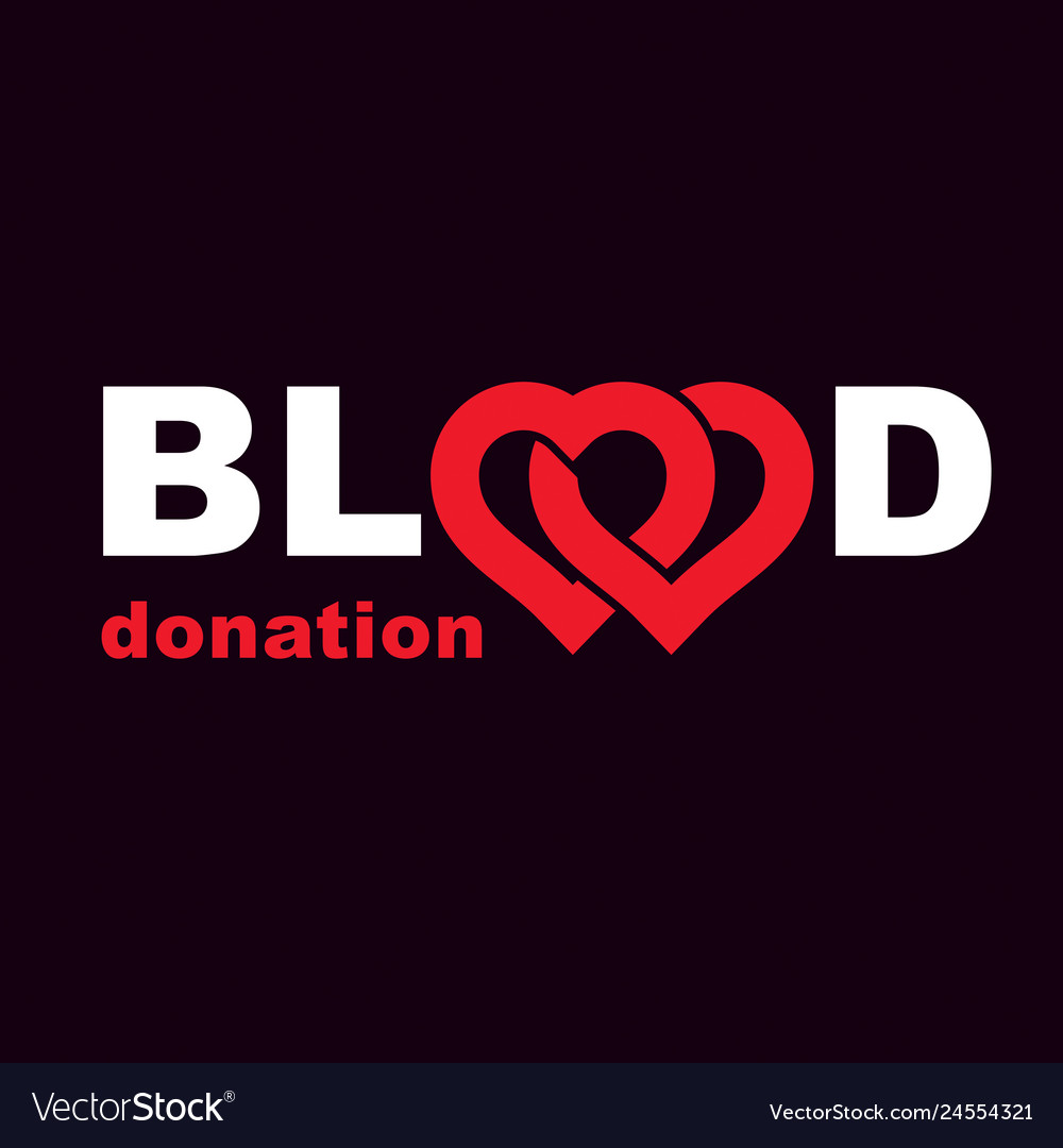 Blood donation inscription made with heart shape Vector Image