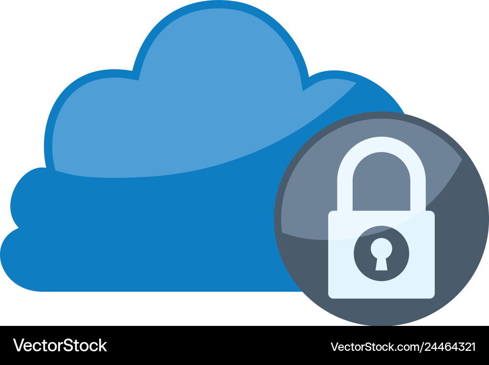 Cloud computing with secure padlock Royalty Free Vector