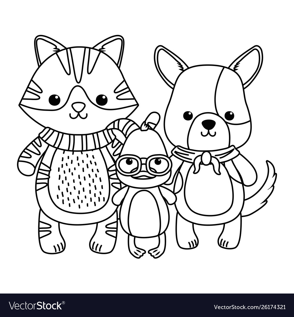 Duck cat and dog cartoon design Royalty Free Vector Image Duck cat and dog cartoon design Royalty Free Vector Image