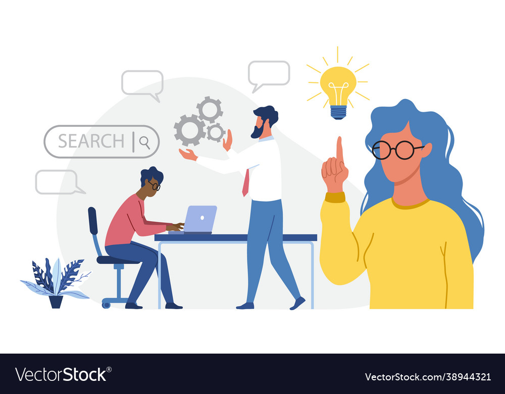 Male and female characters are working on new Vector Image