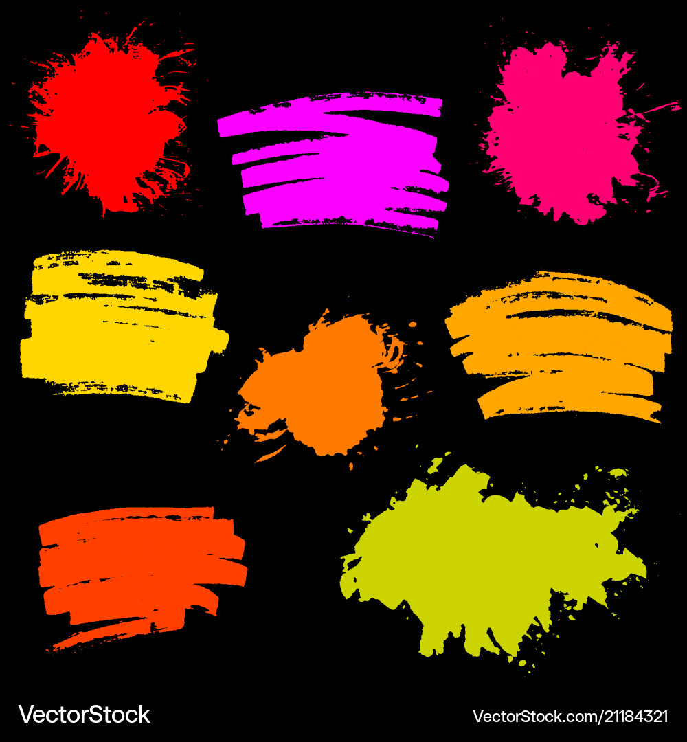Paint splash set brush strokes Royalty Free Vector Image