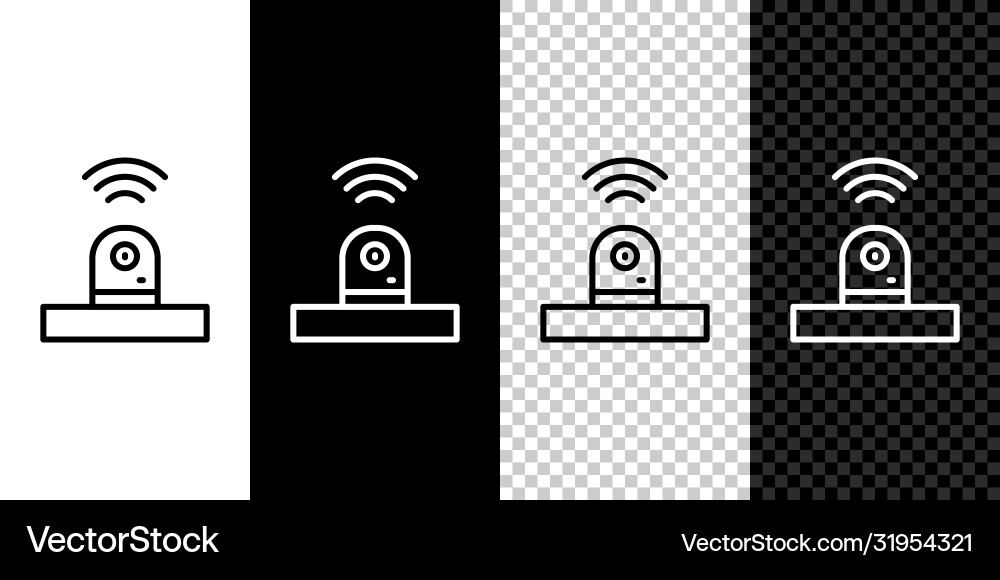 Set line smart security camera icon isolated Vector Image