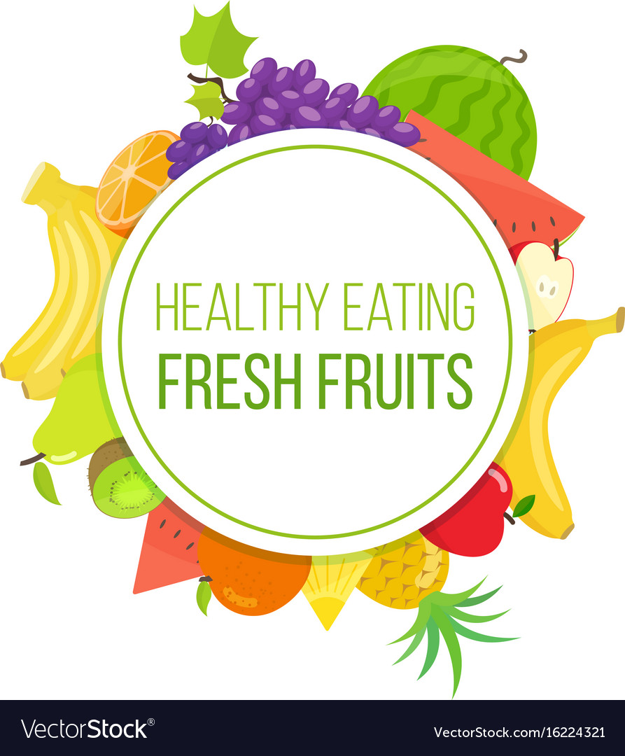 Set of fruits healthy eating Royalty Free Vector Image