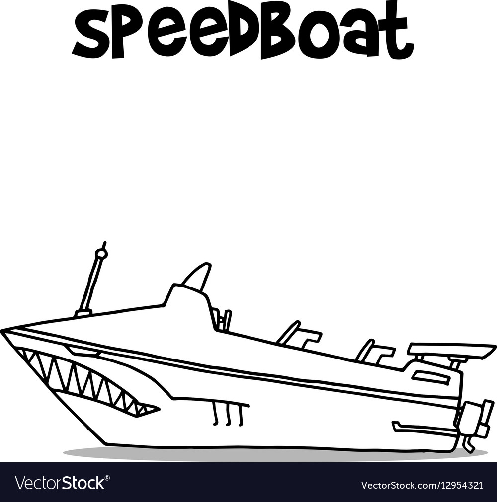 Vector Speed Boat, Hand Draw Vector. Stock Vector - Illustration