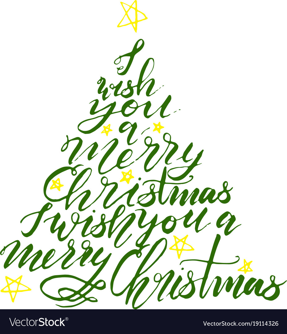 Calligraphy lettering christmas tree with stars Vector Image