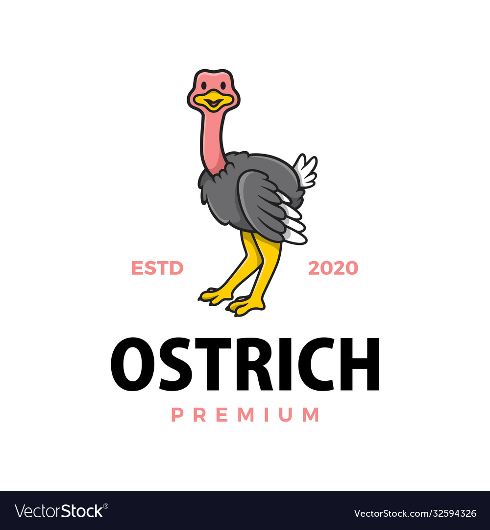 Cute ostrich cartoon logo icon