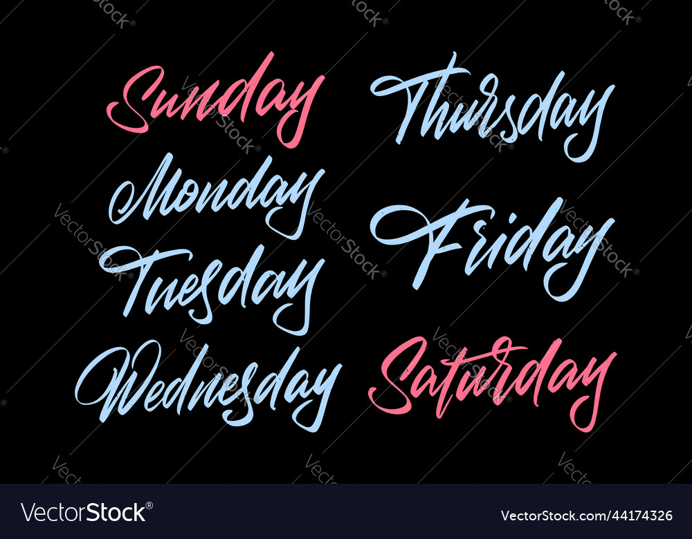 Premium Vector  Days of the week in lettering monday tuesday wednesday  thursday friday saturday sunday