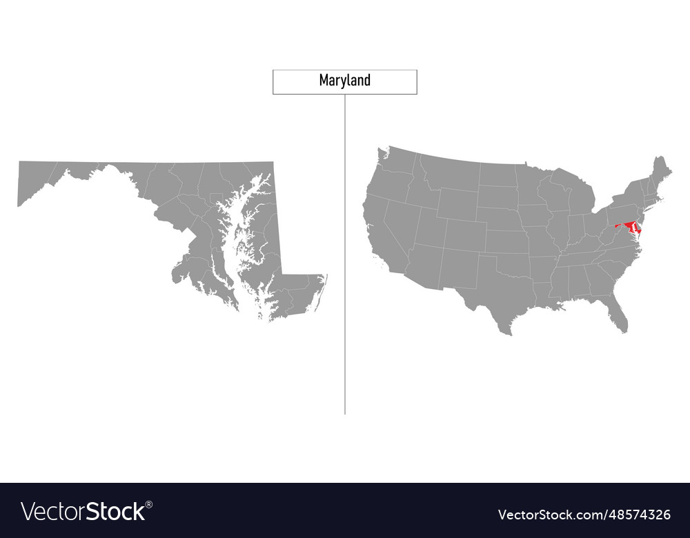 Map of maryland state united states