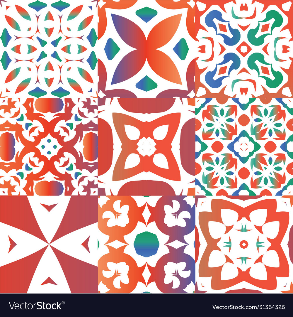 National colored motives in ethnic ceramic tile Vector Image