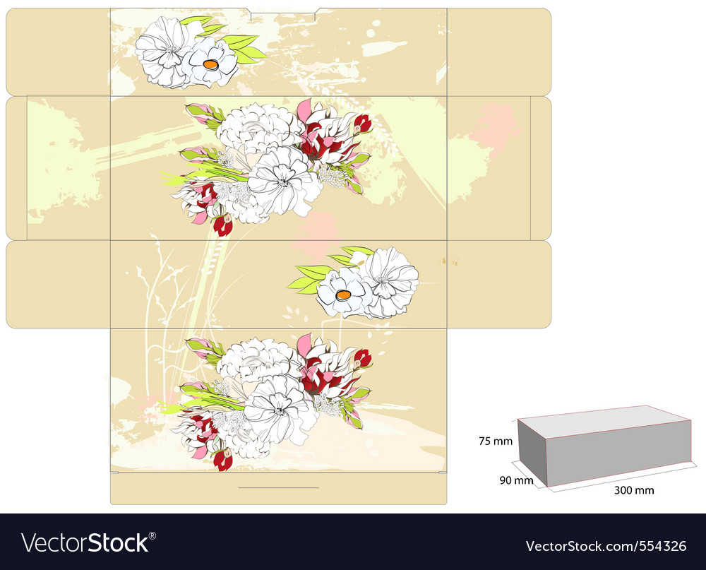 Template for box with flowers