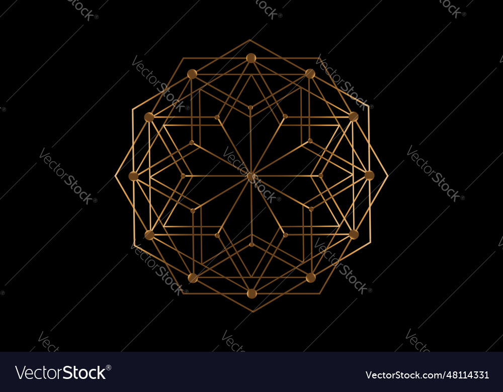 Gold mandala of sacred ancient geometry logo