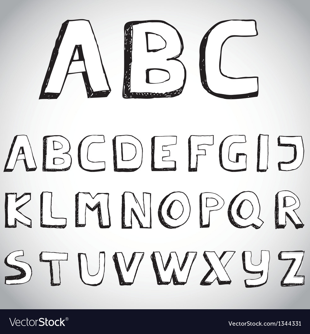 Grunge hand drawn alphabet Royalty Free Vector Image