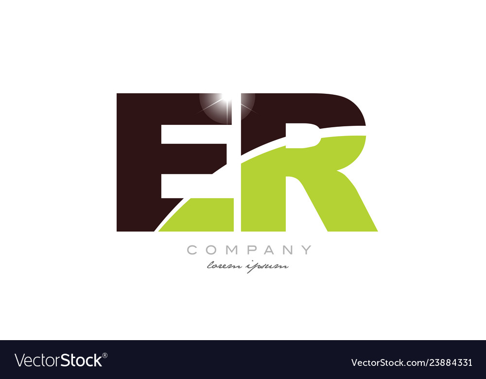 Letter er e r alphabet combination in green Vector Image