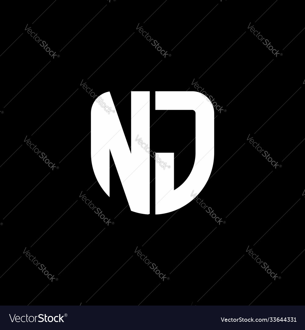 Nj Logo Monogram With Circular Shape Shield Vector Image