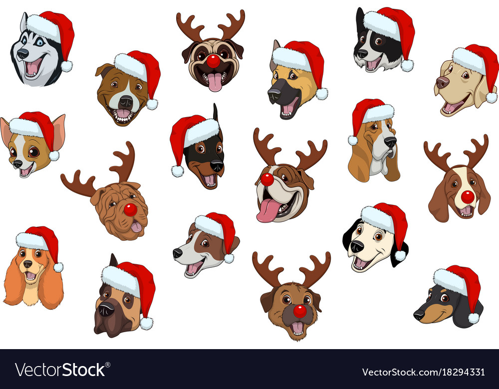 Set dogs for christmas Royalty Free Vector Image