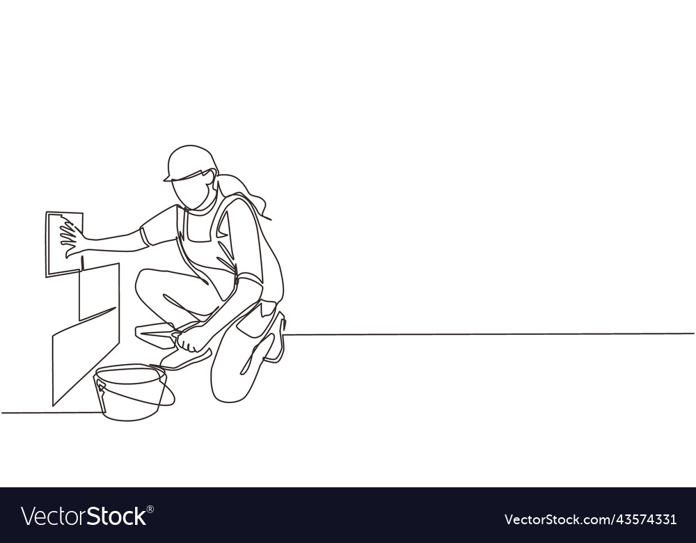 Single one line drawing repair worker laying